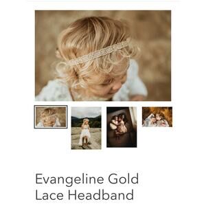 Eleina May & Co. Evangeline Gold Lace Headband